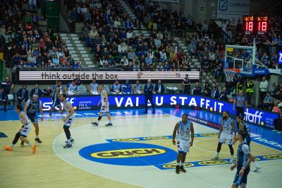 TREVISO 25012025 MARKETING LBA CAMPIONATO NUTRIBULLET TREVISO BASKET LED DETTAGLIO PALAVERDE