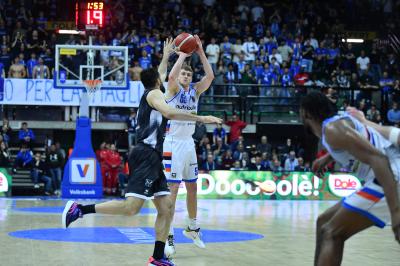 TREVISO 19 04 2025 LBA CAMPIONATO 2024-2025 NUTRIBULLET TREVISO BASKET - DERTHONA BASKET