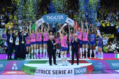 TREVISO 22 04 2025 LEGAVOLLEY PLAYOFF CAMPIONATO 2024-2025 PROSECCO DOC IMOCO - CONSEGNA SCUDETTO