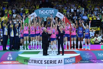 TREVISO 22 04 2025 LEGAVOLLEY PLAYOFF CAMPIONATO 2024-2025 PROSECCO DOC IMOCO - CONSEGNA SCUDETTO