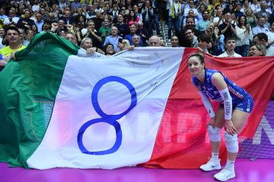 TREVISO 22 04 2025 LEGAVOLLEY PLAYOFF CAMPIONATO 2024-2025 PROSECCO DOC IMOCO - CONSEGNA SCUDETTO