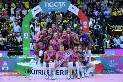 TREVISO 22 04 2025 LEGAVOLLEY PLAYOFF CAMPIONATO 2024-2025 PROSECCO DOC IMOCO - CONSEGNA SCUDETTO