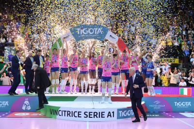 TREVISO 22 04 2025 LEGAVOLLEY PLAYOFF CAMPIONATO 2024-2025 PROSECCO DOC IMOCO - CONSEGNA SCUDETTO