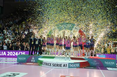 TREVISO 22 04 2025 LEGAVOLLEY PLAYOFF CAMPIONATO 2024-2025 PROSECCO DOC IMOCO - CONSEGNA SCUDETTO