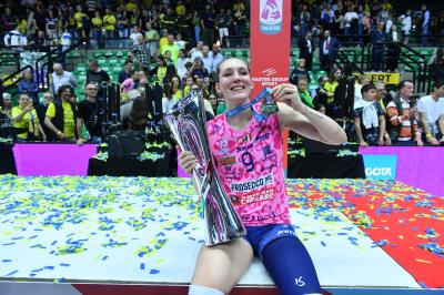TREVISO 22 04 2025 LEGAVOLLEY PLAYOFF CAMPIONATO 2024-2025 PROSECCO DOC IMOCO - CONSEGNA SCUDETTO
