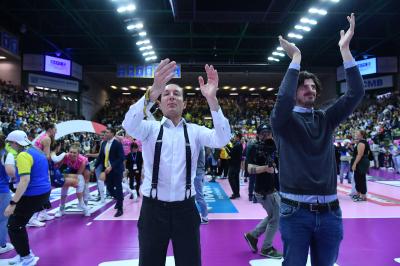 TREVISO 22 04 2025 LEGAVOLLEY PLAYOFF CAMPIONATO 2024-2025 PROSECCO DOC IMOCO - CONSEGNA SCUDETTO