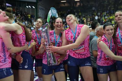 TREVISO 22 04 2025 LEGAVOLLEY PLAYOFF CAMPIONATO 2024-2025 PROSECCO DOC IMOCO - CONSEGNA SCUDETTO