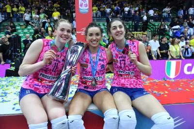 TREVISO 22 04 2025 LEGAVOLLEY PLAYOFF CAMPIONATO 2024-2025 PROSECCO DOC IMOCO - CONSEGNA SCUDETTO