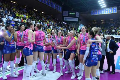 TREVISO 22 04 2025 LEGAVOLLEY PLAYOFF CAMPIONATO 2024-2025 PROSECCO DOC IMOCO - CONSEGNA SCUDETTO