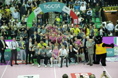 TREVISO 22 04 2025 LEGAVOLLEY PLAYOFF CAMPIONATO 2024-2025 PROSECCO DOC IMOCO - CONSEGNA SCUDETTO