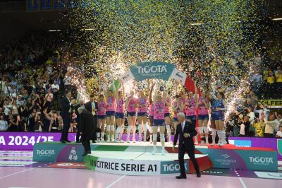 TREVISO 22 04 2025 LEGAVOLLEY PLAYOFF CAMPIONATO 2024-2025 PROSECCO DOC IMOCO - CONSEGNA SCUDETTO