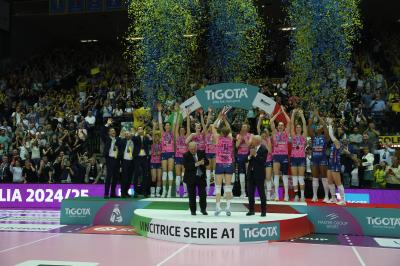 TREVISO 22 04 2025 LEGAVOLLEY PLAYOFF CAMPIONATO 2024-2025 PROSECCO DOC IMOCO - CONSEGNA SCUDETTO