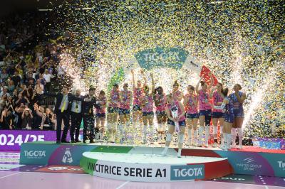 TREVISO 22 04 2025 LEGAVOLLEY PLAYOFF CAMPIONATO 2024-2025 PROSECCO DOC IMOCO - CONSEGNA SCUDETTO