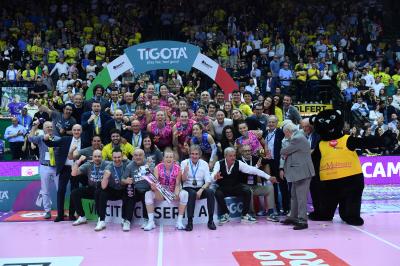 TREVISO 22 04 2025 LEGAVOLLEY PLAYOFF CAMPIONATO 2024-2025 PROSECCO DOC IMOCO - CONSEGNA SCUDETTO