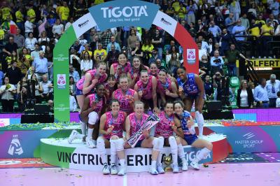 TREVISO 22 04 2025 LEGAVOLLEY PLAYOFF CAMPIONATO 2024-2025 PROSECCO DOC IMOCO - CONSEGNA SCUDETTO