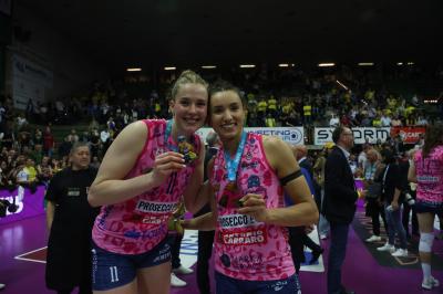 TREVISO 22 04 2025 LEGAVOLLEY PLAYOFF CAMPIONATO 2024-2025 PROSECCO DOC IMOCO - CONSEGNA SCUDETTO