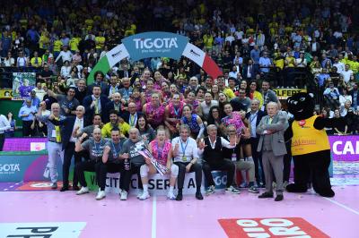 TREVISO 22 04 2025 LEGAVOLLEY PLAYOFF CAMPIONATO 2024-2025 PROSECCO DOC IMOCO - CONSEGNA SCUDETTO
