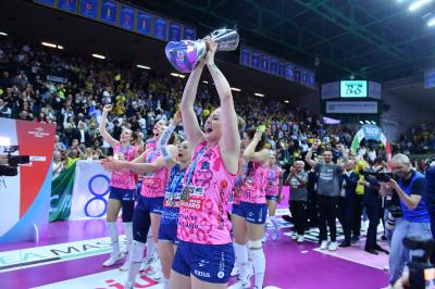 TREVISO 22 04 2025 LEGAVOLLEY PLAYOFF CAMPIONATO 2024-2025 PROSECCO DOC IMOCO - CONSEGNA SCUDETTO