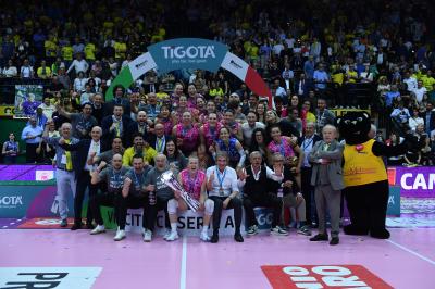 TREVISO 22 04 2025 LEGAVOLLEY PLAYOFF CAMPIONATO 2024-2025 PROSECCO DOC IMOCO - CONSEGNA SCUDETTO