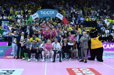 TREVISO 22 04 2025 LEGAVOLLEY PLAYOFF CAMPIONATO 2024-2025 PROSECCO DOC IMOCO - CONSEGNA SCUDETTO