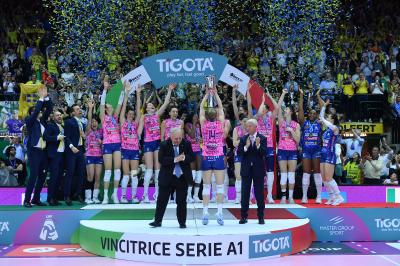 TREVISO 22 04 2025 LEGAVOLLEY PLAYOFF CAMPIONATO 2024-2025 PROSECCO DOC IMOCO - CONSEGNA SCUDETTO