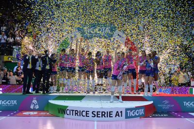 TREVISO 22 04 2025 LEGAVOLLEY PLAYOFF CAMPIONATO 2024-2025 PROSECCO DOC IMOCO - CONSEGNA SCUDETTO