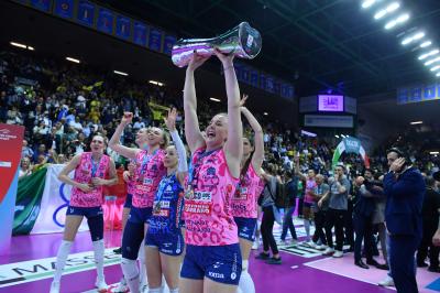 TREVISO 22 04 2025 LEGAVOLLEY PLAYOFF CAMPIONATO 2024-2025 PROSECCO DOC IMOCO - CONSEGNA SCUDETTO