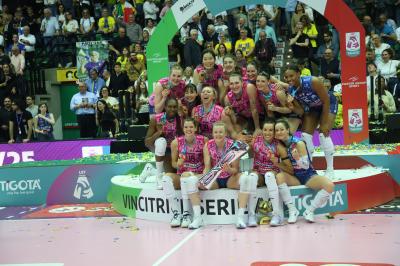 TREVISO 22 04 2025 LEGAVOLLEY PLAYOFF CAMPIONATO 2024-2025 PROSECCO DOC IMOCO - CONSEGNA SCUDETTO