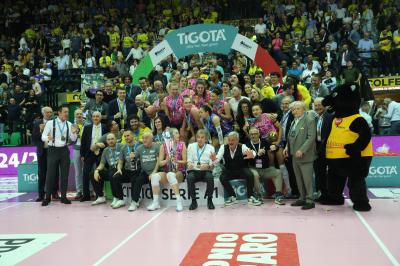 TREVISO 22 04 2025 LEGAVOLLEY PLAYOFF CAMPIONATO 2024-2025 PROSECCO DOC IMOCO - CONSEGNA SCUDETTO