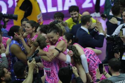TREVISO 22 04 2025 LEGAVOLLEY PLAYOFF CAMPIONATO 2024-2025 PROSECCO DOC IMOCO - CONSEGNA SCUDETTO