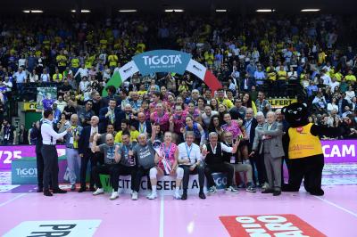 TREVISO 22 04 2025 LEGAVOLLEY PLAYOFF CAMPIONATO 2024-2025 PROSECCO DOC IMOCO - CONSEGNA SCUDETTO