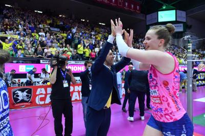 TREVISO 22 04 2025 LEGAVOLLEY PLAYOFF CAMPIONATO 2024-2025 PROSECCO DOC IMOCO - CONSEGNA SCUDETTO