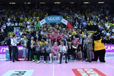 TREVISO 22 04 2025 LEGAVOLLEY PLAYOFF CAMPIONATO 2024-2025 PROSECCO DOC IMOCO - CONSEGNA SCUDETTO